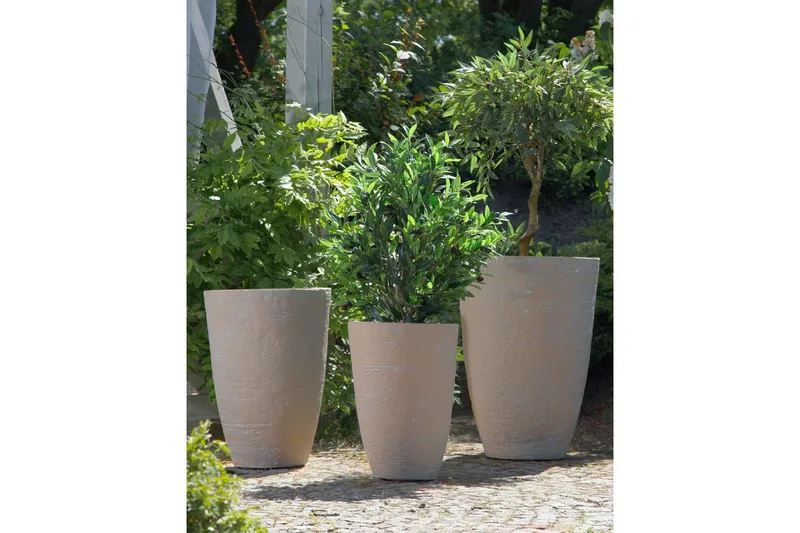 Trädgårdskruka Beliani Camia set om 2 Beige, 43x43x60 cm Beige - Hage - Dyrking & hagearbeid - Dyrking - Blomsterpotter - Store blomsterkrukker