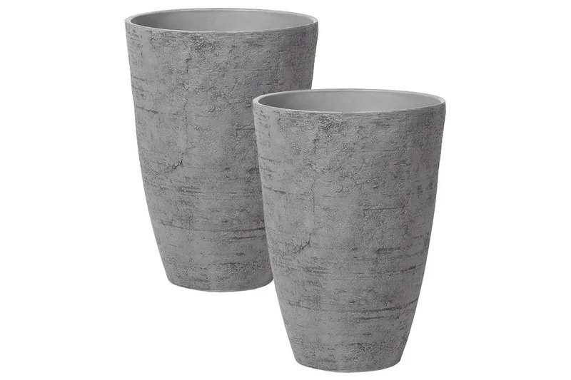 Trädgårdskruka Beliani Camia set om 2 Beige, 43x43x60 cm Grey