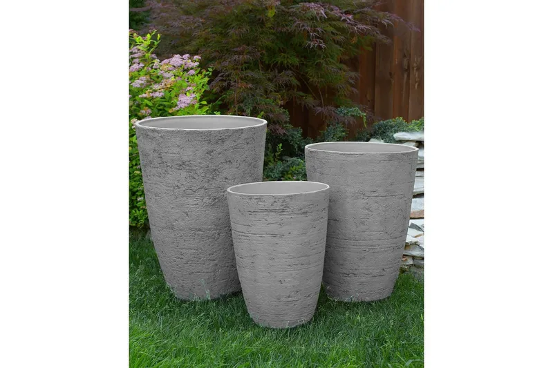 Trädgårdskruka Beliani Camia set om 2 Beige, 51x51x71 cm Grey - Hage - Dyrking & hagearbeid - Dyrking - Blomsterpotter - Store blomsterkrukker