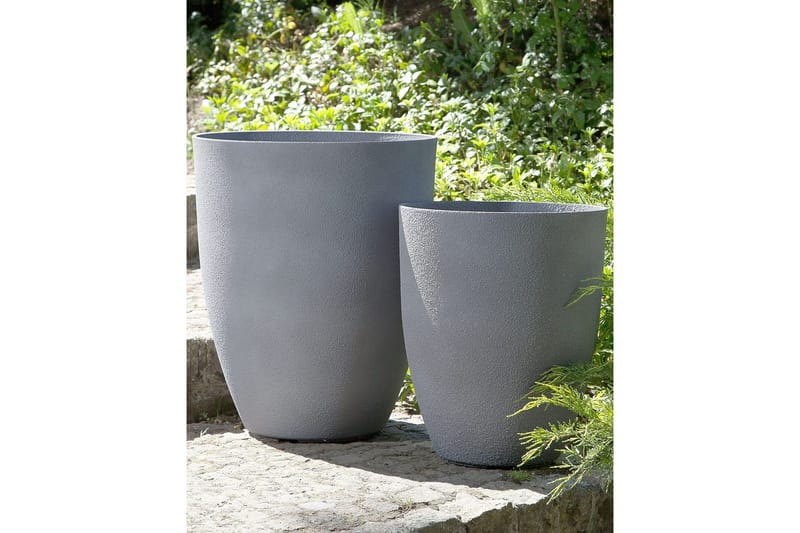 Trädgårdskruka Beliani Croton set om 2 Grå, 35x35x42 cm Grey - Hage - Dyrking & hagearbeid - Dyrking - Blomsterpotter - Store blomsterkrukker