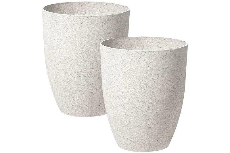 Trädgårdskruka Beliani Croton set om 2 Grå, 35x35x42 cm White, undefined