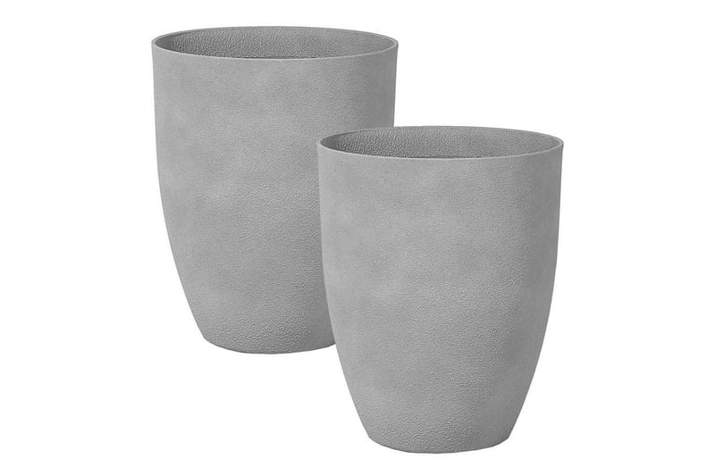 Trädgårdskruka Beliani Croton set om 2 Grå, 43x43x52 cm Grey, undefined