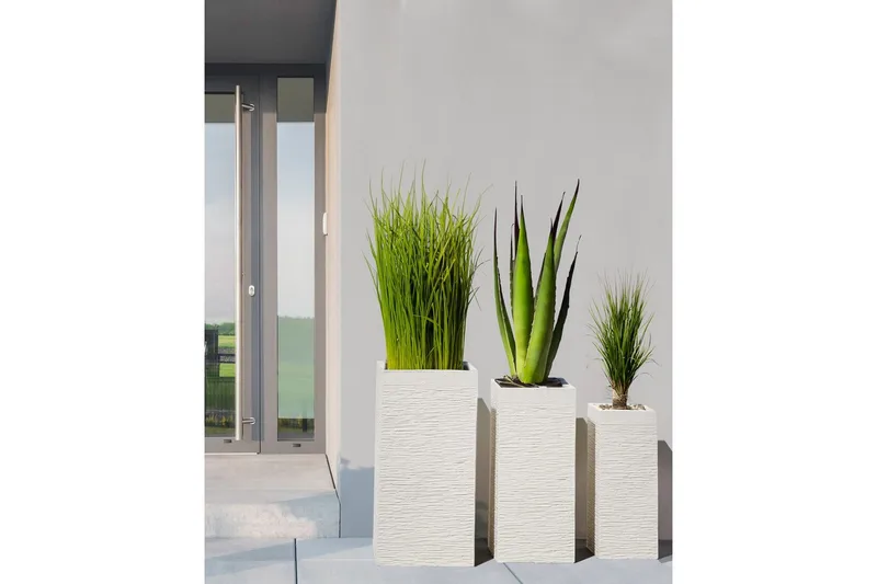 Trädgårdskruka Beliani Dion Beige, 33x33x70 cm Beige - Hage - Dyrking & hagearbeid - Dyrking - Blomsterpotter - Store blomsterkrukker