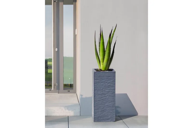 Trädgårdskruka Beliani Dion Grå, 26x26x61 cm Grey - Hage - Dyrking & hagearbeid - Dyrking - Blomsterpotter - Store blomsterkrukker