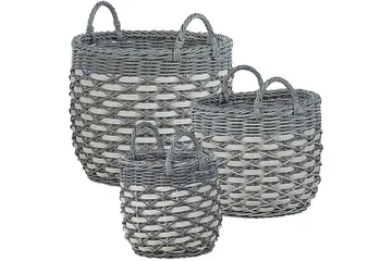 Trädgårdskruka Beliani Gefira set om 3 Grey||White - Hage - Dyrking & hagearbeid - Dyrking - Blomsterpotter - Store blomsterkrukker