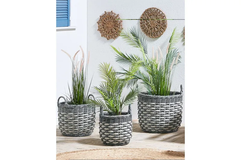 Trädgårdskruka Beliani Gefira set om 3 Grey||White - Hage - Dyrking & hagearbeid - Dyrking - Blomsterpotter - Store blomsterkrukker