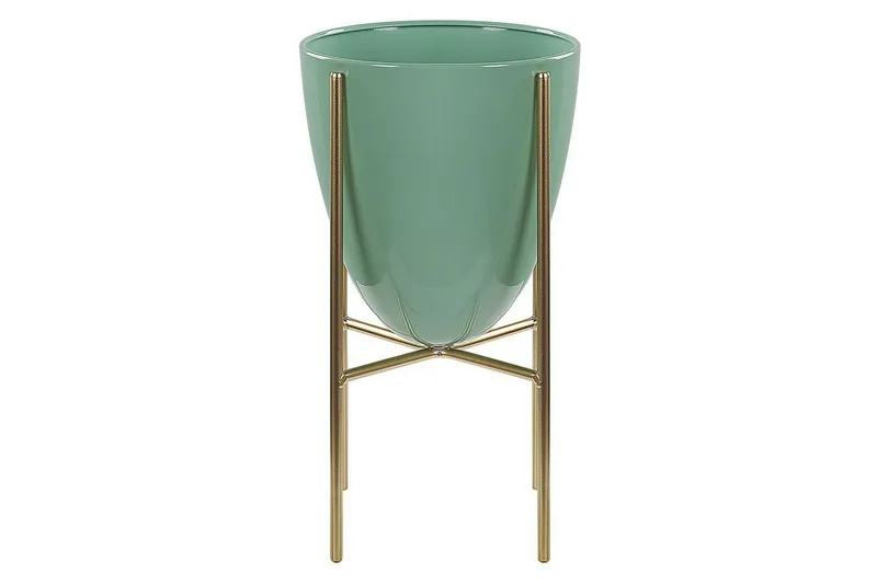 Trädgårdskruka Beliani Lefki Grön/guld, 16x16x31 cm Mint Green||GOLD, undefined