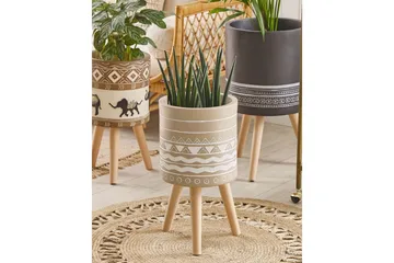 Trädgårdskruka Beliani Milina Beige||White||Light colored wood - Hage - Dyrking & hagearbeid - Dyrking - Blomsterpotter - Store blomsterkrukker