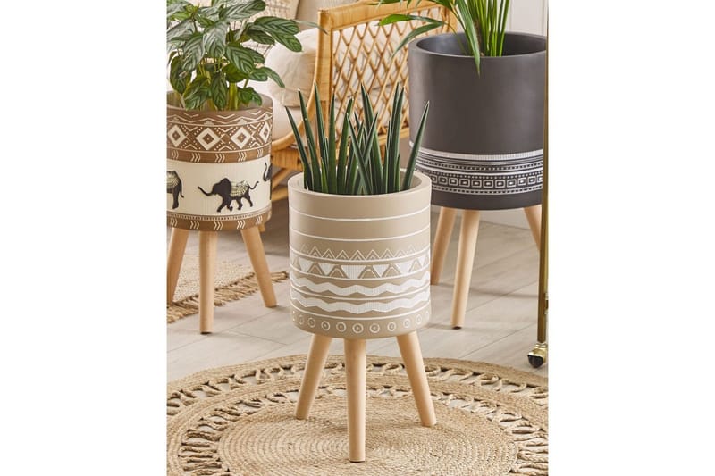 Trädgårdskruka Beliani Milina Beige||White||Light colored wood - Hage - Dyrking & hagearbeid - Dyrking - Blomsterpotter - Store blomsterkrukker