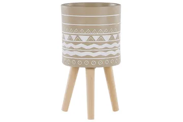 Trädgårdskruka Beliani Milina Beige||White||Light colored wood - Hage - Dyrking & hagearbeid - Dyrking - Blomsterpotter - Store blomsterkrukker
