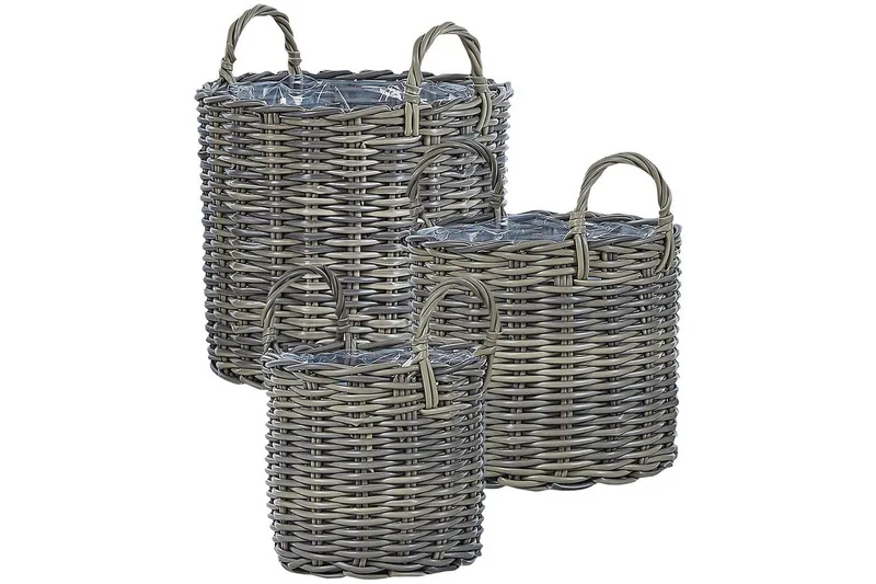 Trädgårdskruka Beliani Nikiti set om 3 Brown, undefined