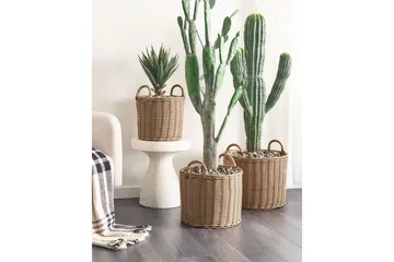 Trädgårdskruka Beliani Pendula set om 3 Brun Nature - Hage - Dyrking & hagearbeid - Dyrking - Blomsterpotter - Store blomsterkrukker