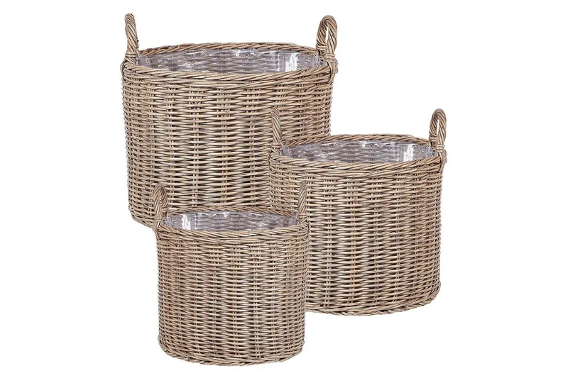 Trädgårdskruka Beliani Pendula set om 3 Brun Brown - Hage - Dyrking & hagearbeid - Dyrking - Blomsterpotter - Store blomsterkrukker