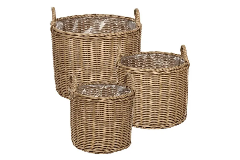 Trädgårdskruka Beliani Pendula set om 3 Brun Nature, undefined