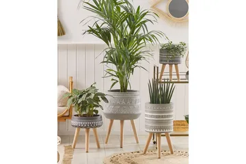 Trädgårdskruka Malaki Grey||White||Light colored wood - Hage - Dyrking & hagearbeid - Dyrking - Blomsterpotter - Store blomsterkrukker