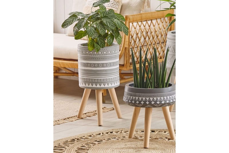 Trädgårdskruka Nausa Grey||White||Light colored wood - Hage - Dyrking & hagearbeid - Dyrking - Blomsterpotter - Store blomsterkrukker
