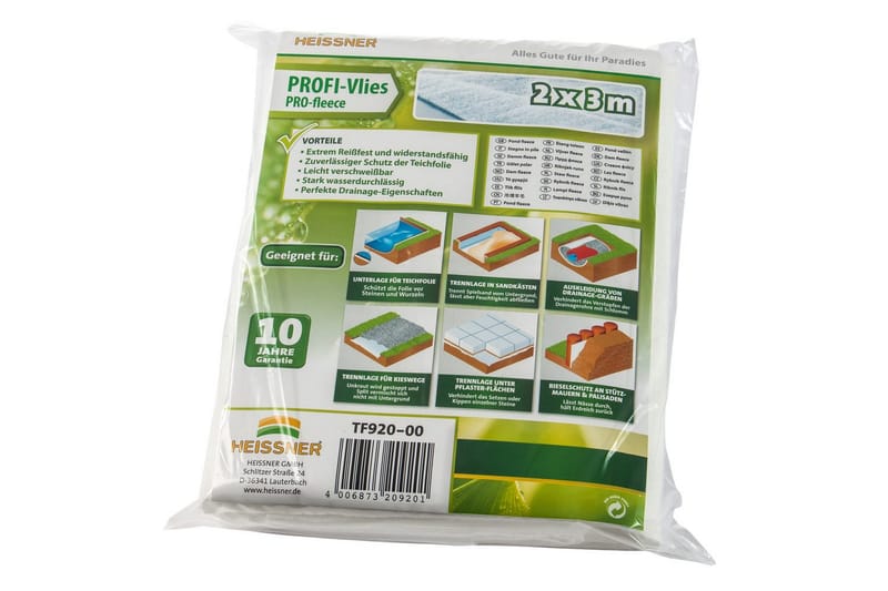 Beskyttelsesduk Heissner Dam 200g/m2 4 x 4 m (6 kvm) - 4 x 4 m (6 kvm) - Hage - Dyrking & hagearbeid - Dyrking - Plantepleie & gresspleie - Ugrasbekjempelse