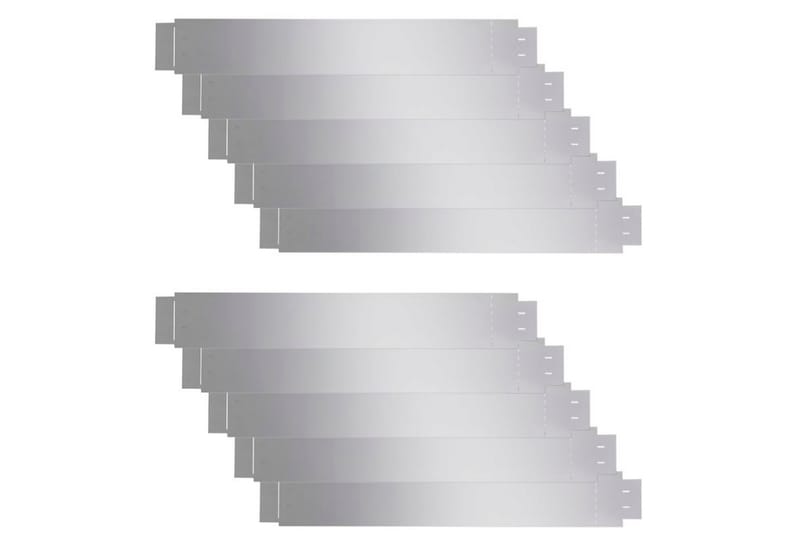 Gjerdekanter i galvanisert stål 100 x 15 cm sett 10-deler - Hage - Dyrking & hagearbeid - Dyrking - Plantestøtte - Bedkant