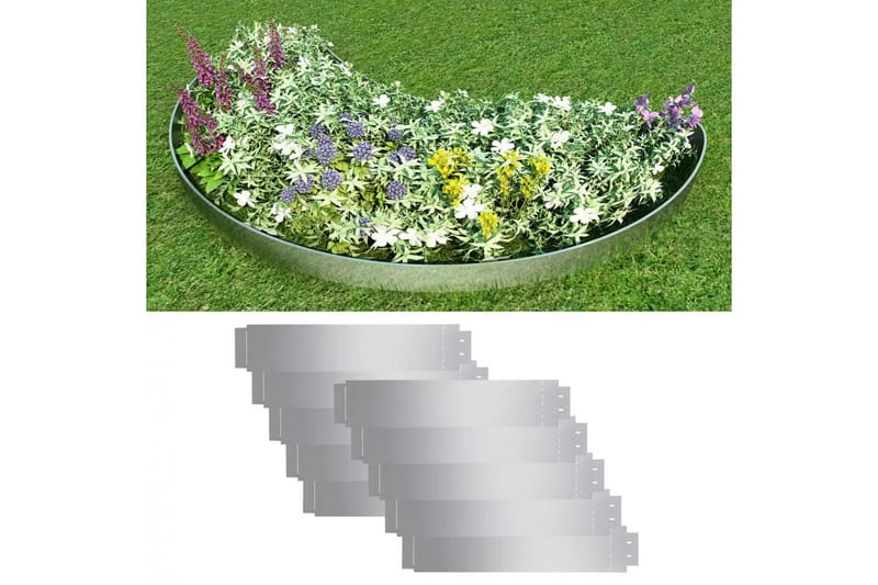 Plengjerde 10 stk galvanisert stål 100x20 cm - Hage - Dyrking & hagearbeid - Dyrking - Plantestøtte - Bedkant