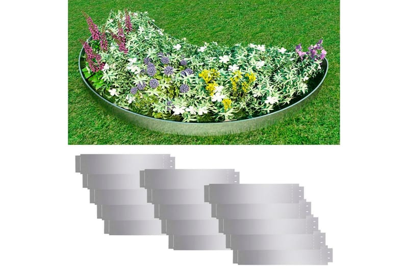 Plengjerde 15 stk galvanisert stål 100x20 cm - Hage - Dyrking & hagearbeid - Dyrking - Plantestøtte - Bedkant