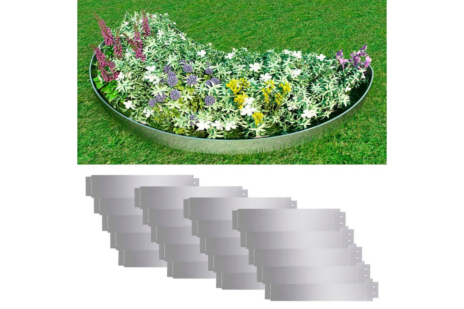 Plengjerde 20 stk galvanisert stål 100x20 cm - Hage - Dyrking & hagearbeid - Dyrking - Plantestøtte - Bedkant