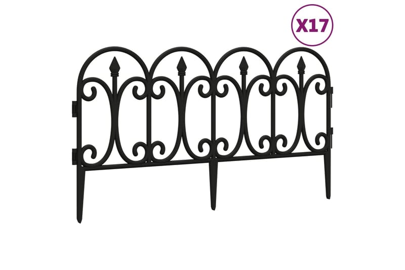 Plenkanter 17 stk svart 10 m PP - Svart - Hage - Dyrking & hagearbeid - Dyrking - Plantestøtte - Bedkant