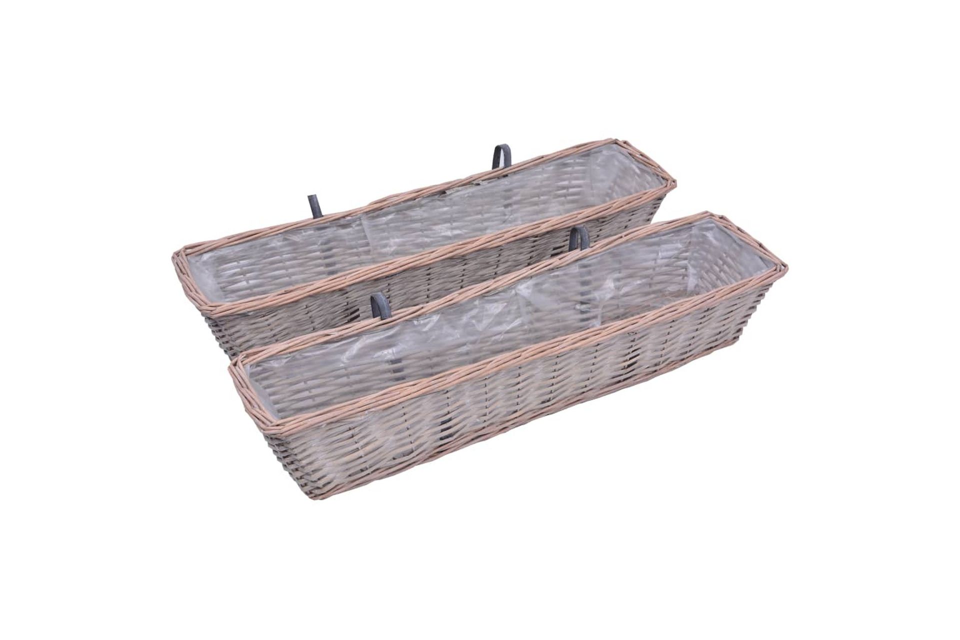 Plantekasser for balkong 2 stk flettekurv med PE-fôring 80cm - Brun - Hage - Dyrking & hagearbeid - Dyrking - Planting & forkultivering - Dyrkingskar