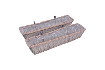 Plantekasser for balkong 2 stk flettekurv med PE-fôring 80cm - Brun - Hage - Dyrking & hagearbeid - Dyrking - Planting & forkultivering - Dyrkingskar