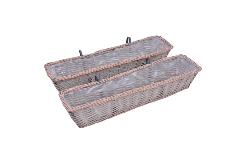Plantekasser for balkong 2 stk flettekurv med PE-fôring 80cm - Brun - Hage - Dyrking & hagearbeid - Dyrking - Planting & forkultivering - Dyrkingskar