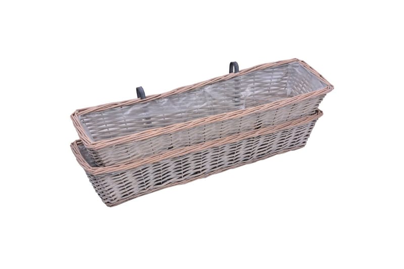 Plantekasser for balkong 2 stk flettekurv med PE-fôring 80cm - Brun - Hage - Dyrking & hagearbeid - Dyrking - Planting & forkultivering - Dyrkingskar