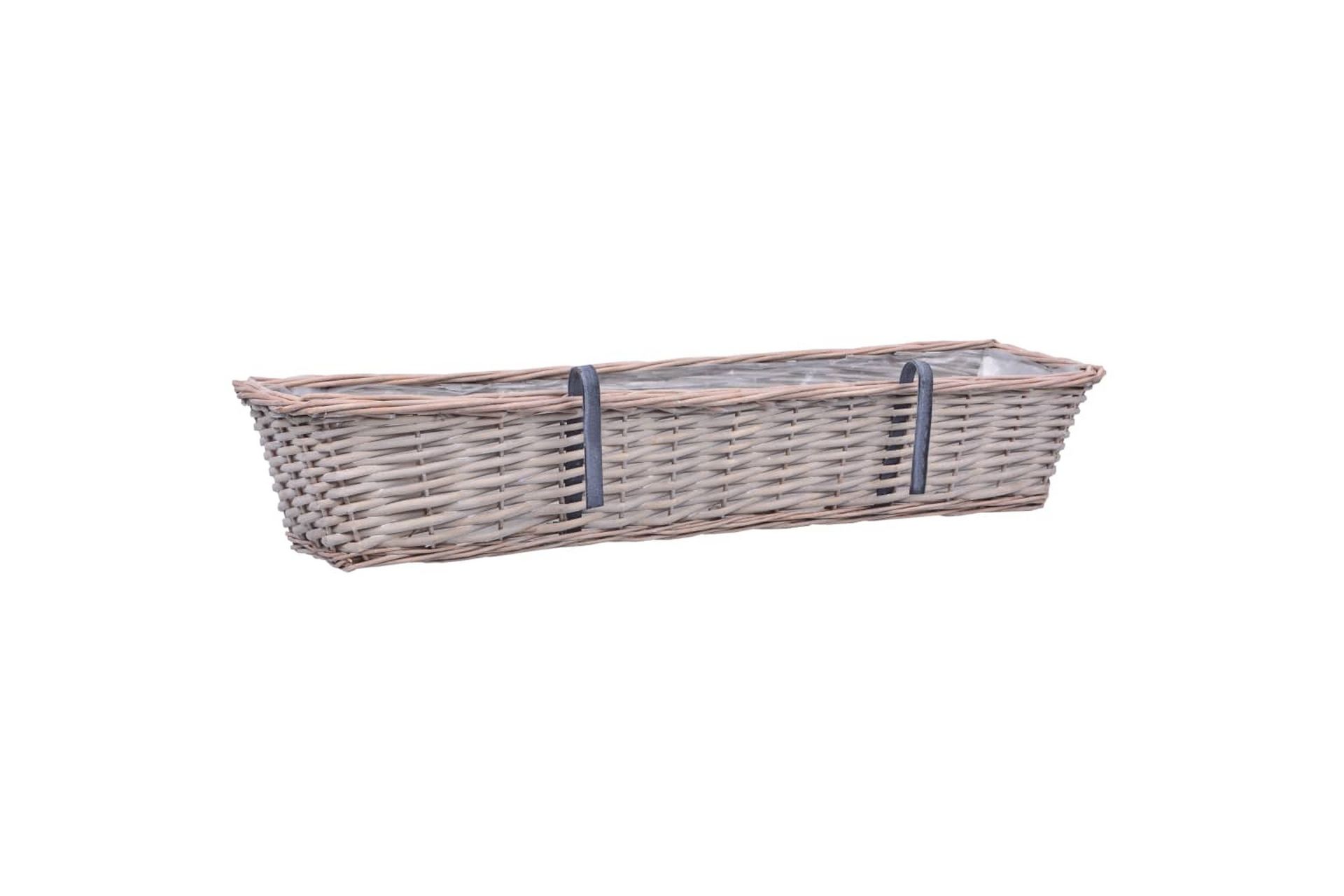 Plantekasser for balkong 2 stk flettekurv med PE-fôring 80cm - Brun - Hage - Dyrking & hagearbeid - Dyrking - Planting & forkultivering - Dyrkingskar