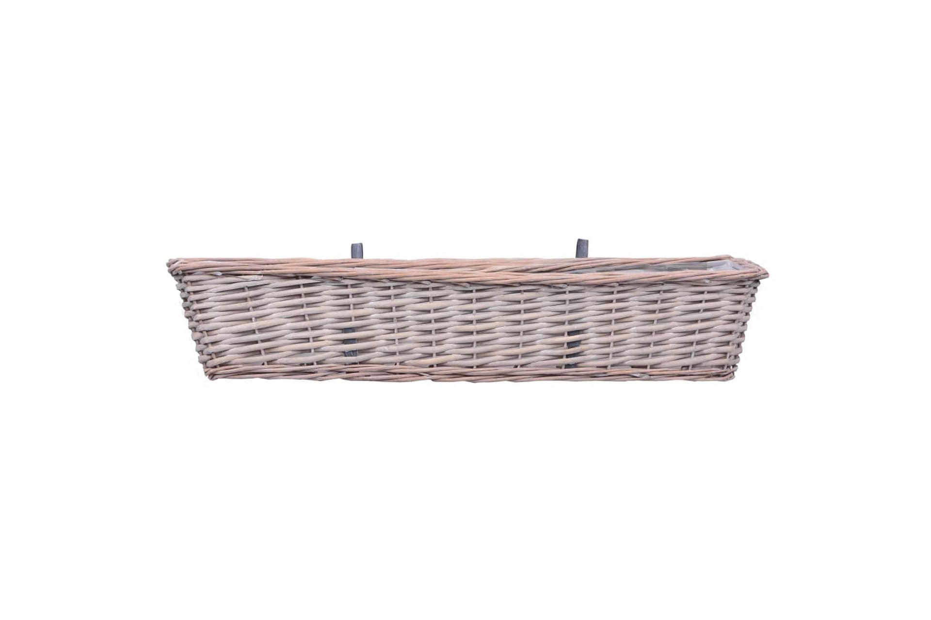 Plantekasser for balkong 2 stk flettekurv med PE-fôring 80cm - Brun - Hage - Dyrking & hagearbeid - Dyrking - Planting & forkultivering - Dyrkingskar