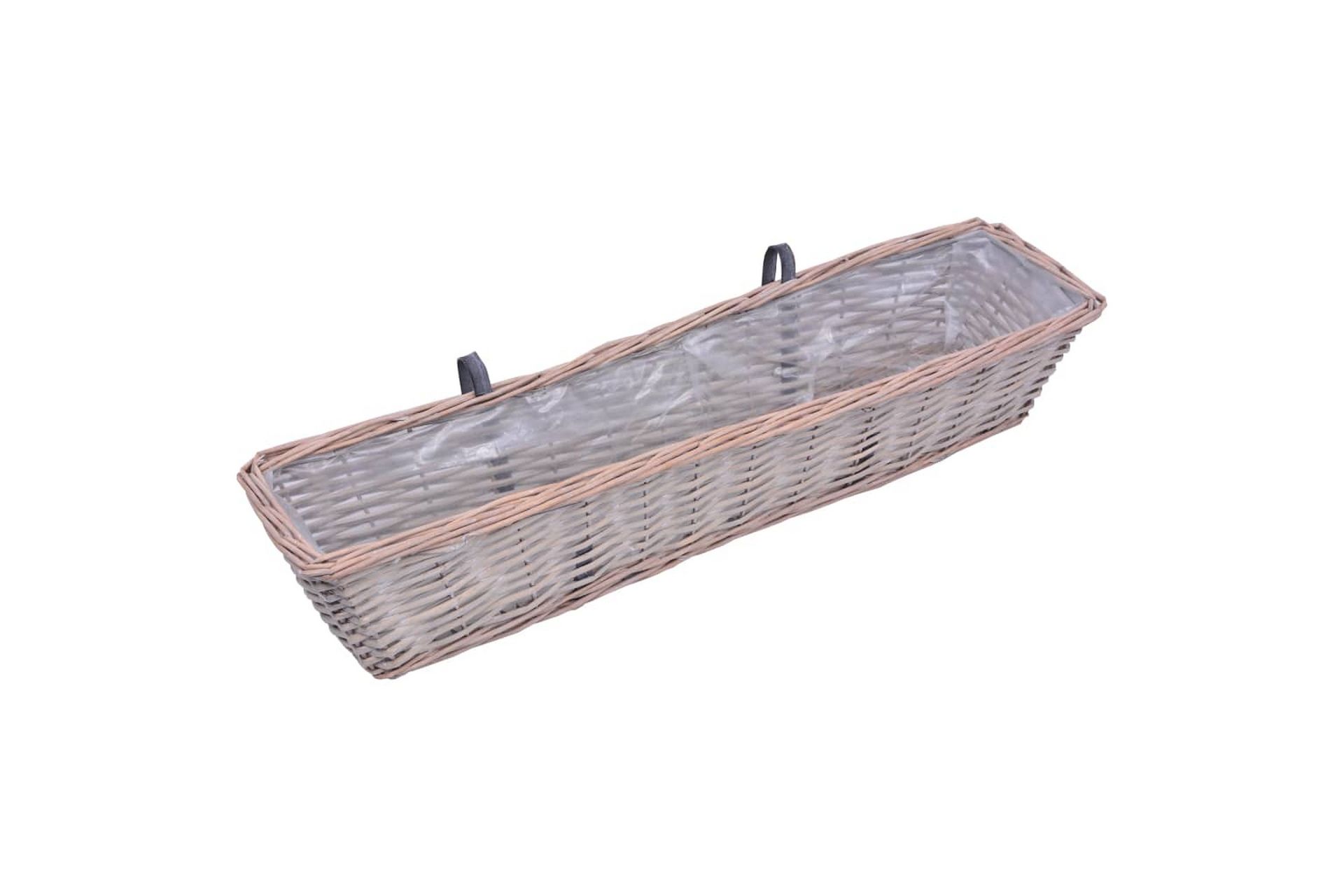 Plantekasser for balkong 2 stk flettekurv med PE-fôring 80cm - Brun - Hage - Dyrking & hagearbeid - Dyrking - Planting & forkultivering - Dyrkingskar