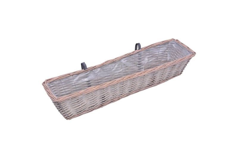 Plantekasser for balkong 2 stk flettekurv med PE-fôring 80cm - Brun - Hage - Dyrking & hagearbeid - Dyrking - Planting & forkultivering - Dyrkingskar