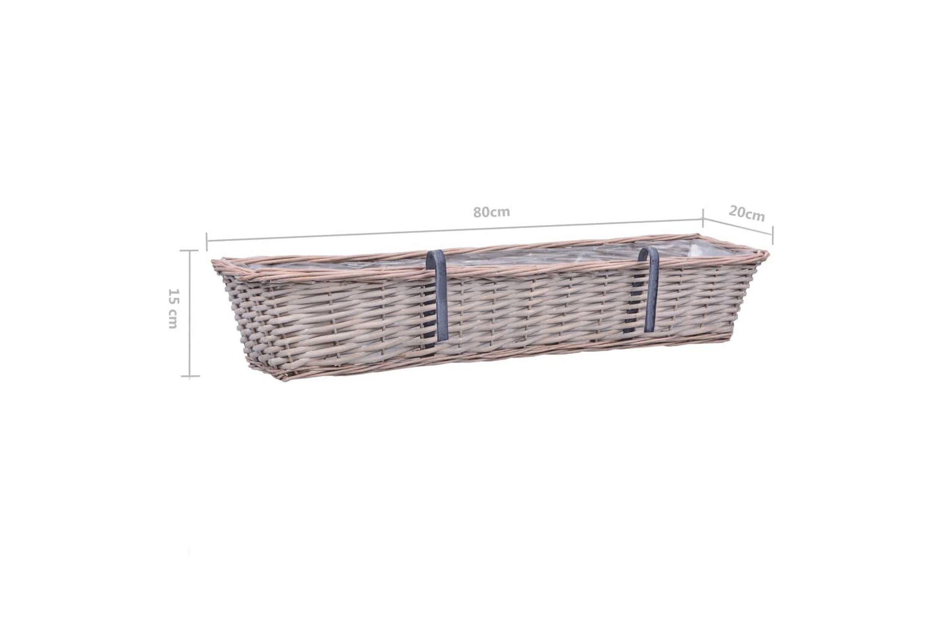 Plantekasser for balkong 2 stk flettekurv med PE-fôring 80cm - Brun - Hage - Dyrking & hagearbeid - Dyrking - Planting & forkultivering - Dyrkingskar