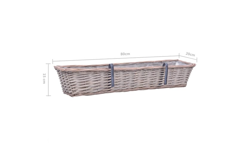 Plantekasser for balkong 2 stk flettekurv med PE-fôring 80cm - Brun - Dyrkingskar