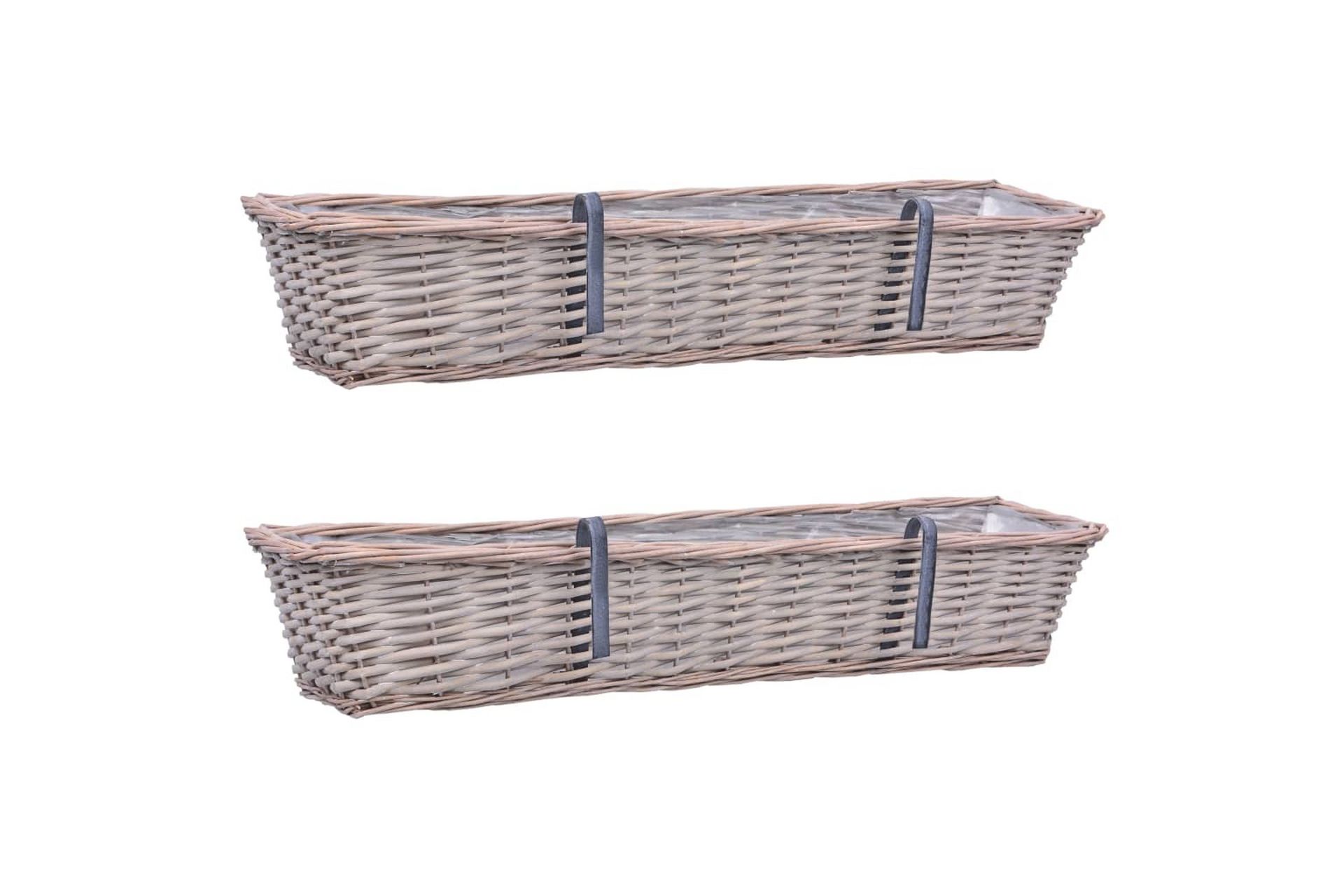 Plantekasser for balkong 2 stk flettekurv med PE-fôring 80cm - Brun - Hage - Dyrking & hagearbeid - Dyrking - Planting & forkultivering - Dyrkingskar