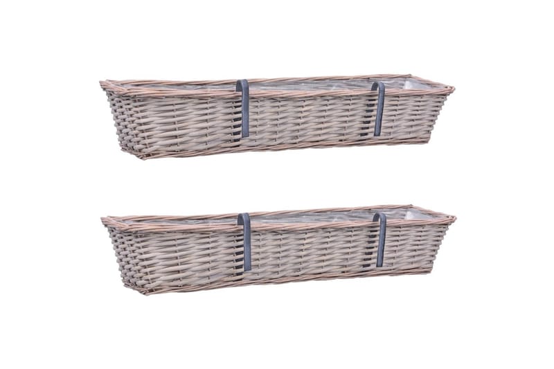 Plantekasser for balkong 2 stk flettekurv med PE-fôring 80cm - Brun - Hage - Dyrking & hagearbeid - Dyrking - Planting & forkultivering - Dyrkingskar