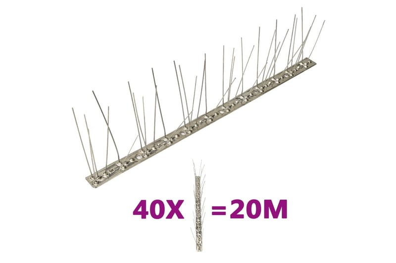 Fuglepigger 5 rader 40 stk rustfritt stål 20 m - Hage - Dyrking & hagearbeid - Dyrking - Skadedyrbekjempelse - Fuglepigger