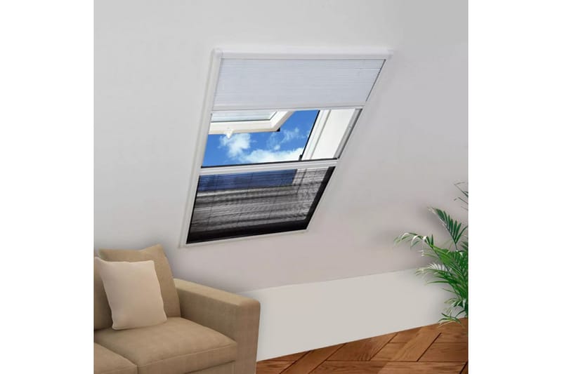 Plissert insektskjerm for vindu aluminium 80x120cm - Hvit/Svart - Hage - Dyrking & hagearbeid - Dyrking - Skadedyrbekjempelse - Myggbeskyttelse