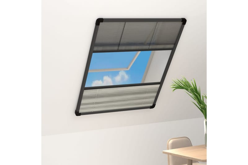 Plissert insektskjerm for vindu aluminium 80x120cm solskjerm - Antrasittgrå - Hage - Dyrking & hagearbeid - Dyrking - Skadedyrbekjempelse - Myggbeskyttelse