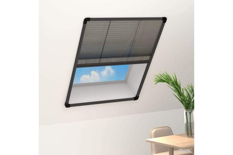Plissert insektskjerm for vindu aluminium antrasitt 80x100cm - Antrasittgrå - Hage - Dyrking & hagearbeid - Dyrking - Skadedyrbekjempelse - Myggbeskyttelse