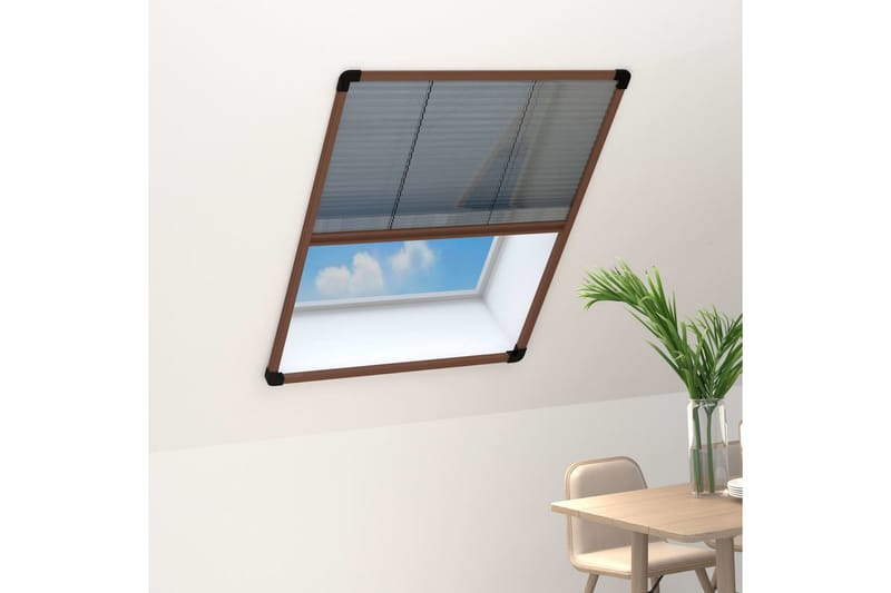 Plissert insektskjerm for vindu aluminium brun 80x120 cm - Brun - Hage - Dyrking & hagearbeid - Dyrking - Skadedyrbekjempelse - Myggbeskyttelse