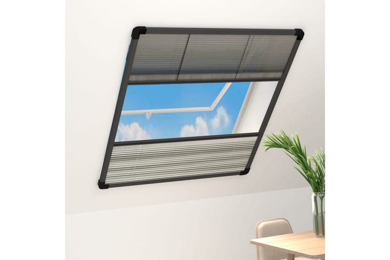 Plissert insektskjerm for vindu aluminium 80x100cm solskjerm - Antrasittgrå - Friluftsutstyr - Myggnett - Myggbeskyttelse