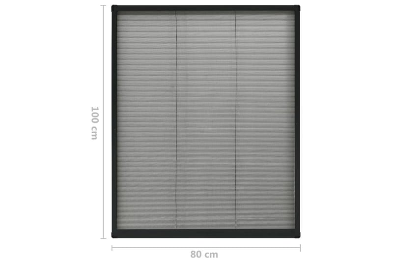 Plissert insektskjerm for vindu aluminium antrasitt 80x100cm - Antrasittgrå - Friluftsutstyr - Myggnett - Myggbeskyttelse