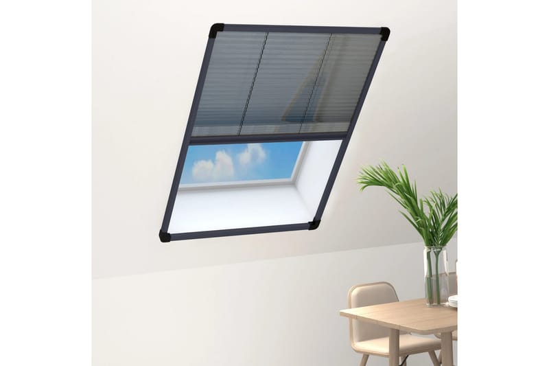 Plissert insektskjerm for vindu aluminium antrasitt 80x120cm - Antrasittgrå - Hage - Dyrking & hagearbeid - Dyrking - Skadedyrbekjempelse - Myggbeskyttelse