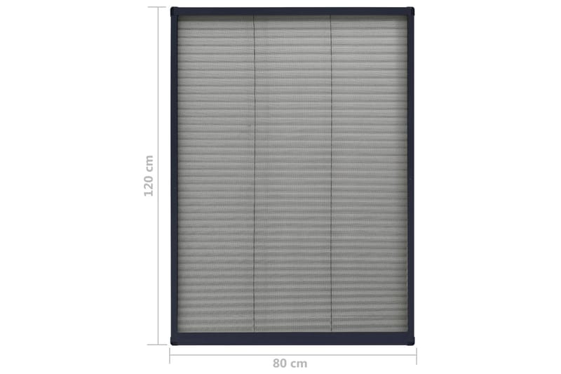 Plissert insektskjerm for vindu aluminium antrasitt 80x120cm - Antrasittgrå - Hage - Dyrking & hagearbeid - Dyrking - Skadedyrbekjempelse - Myggbeskyttelse