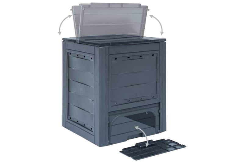 Kompostkasse 60x60x73 cm grå 260 L - Hage - Dyrking & hagearbeid - Kompost - Varmkompost & kompostbeholder
