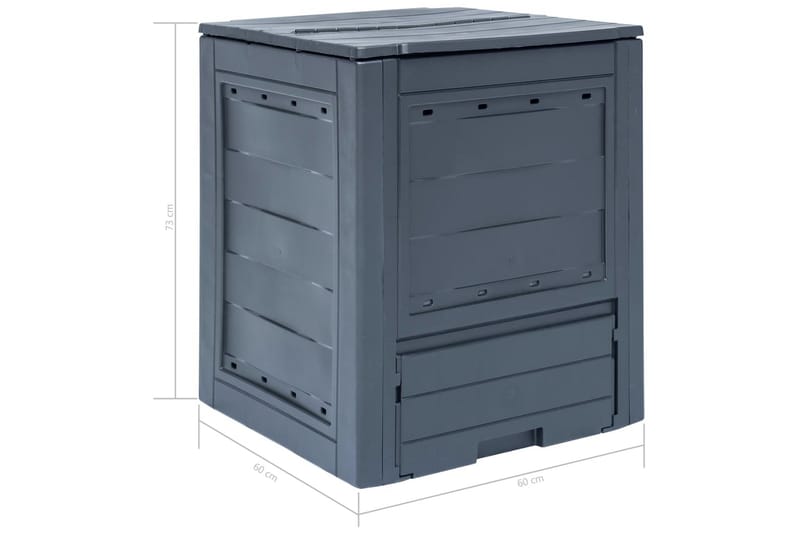 Kompostkasse 60x60x73 cm grå 260 L - Hage - Dyrking & hagearbeid - Kompost - Varmkompost & kompostbeholder