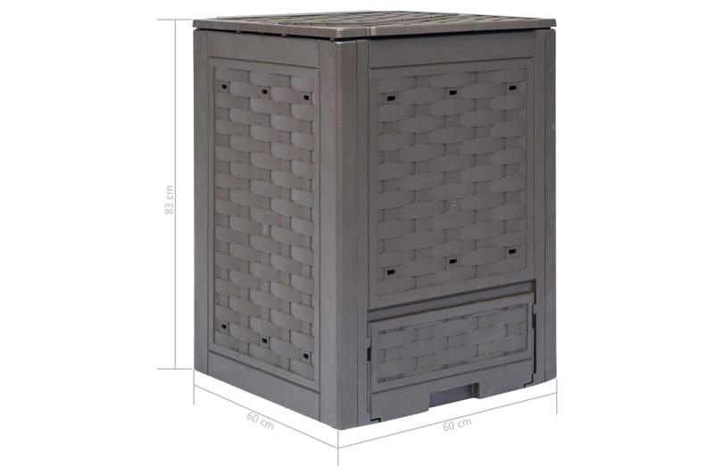 Kompostkasse 60x60x83 cm brun 300 L - Hage - Dyrking & hagearbeid - Kompost - Varmkompost & kompostbeholder